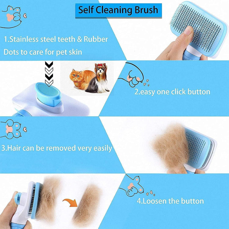 Pet Grooming Tool Self Cleaning Sliker Brush For Dogs & Cats