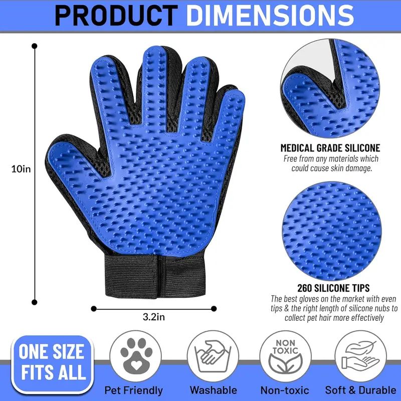 Five Finger Deshedding Glove For cats & dogs